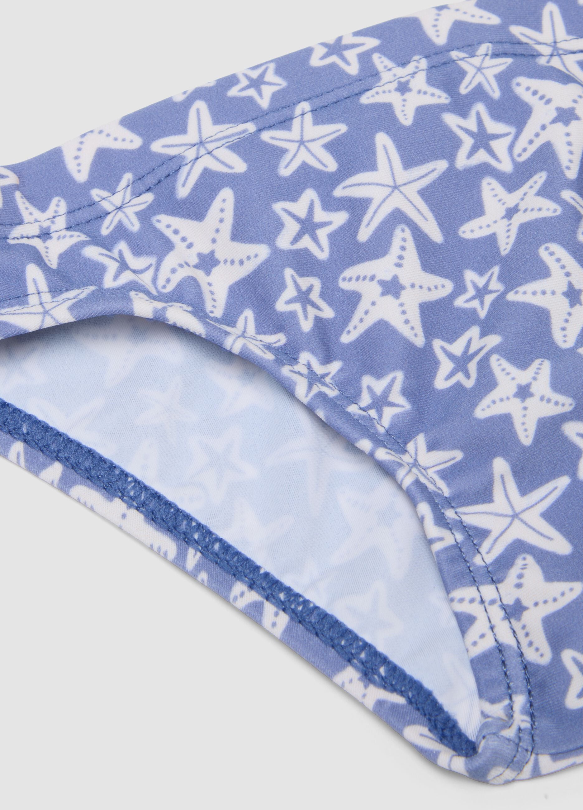 Blue stretch swim briefs with starfish print