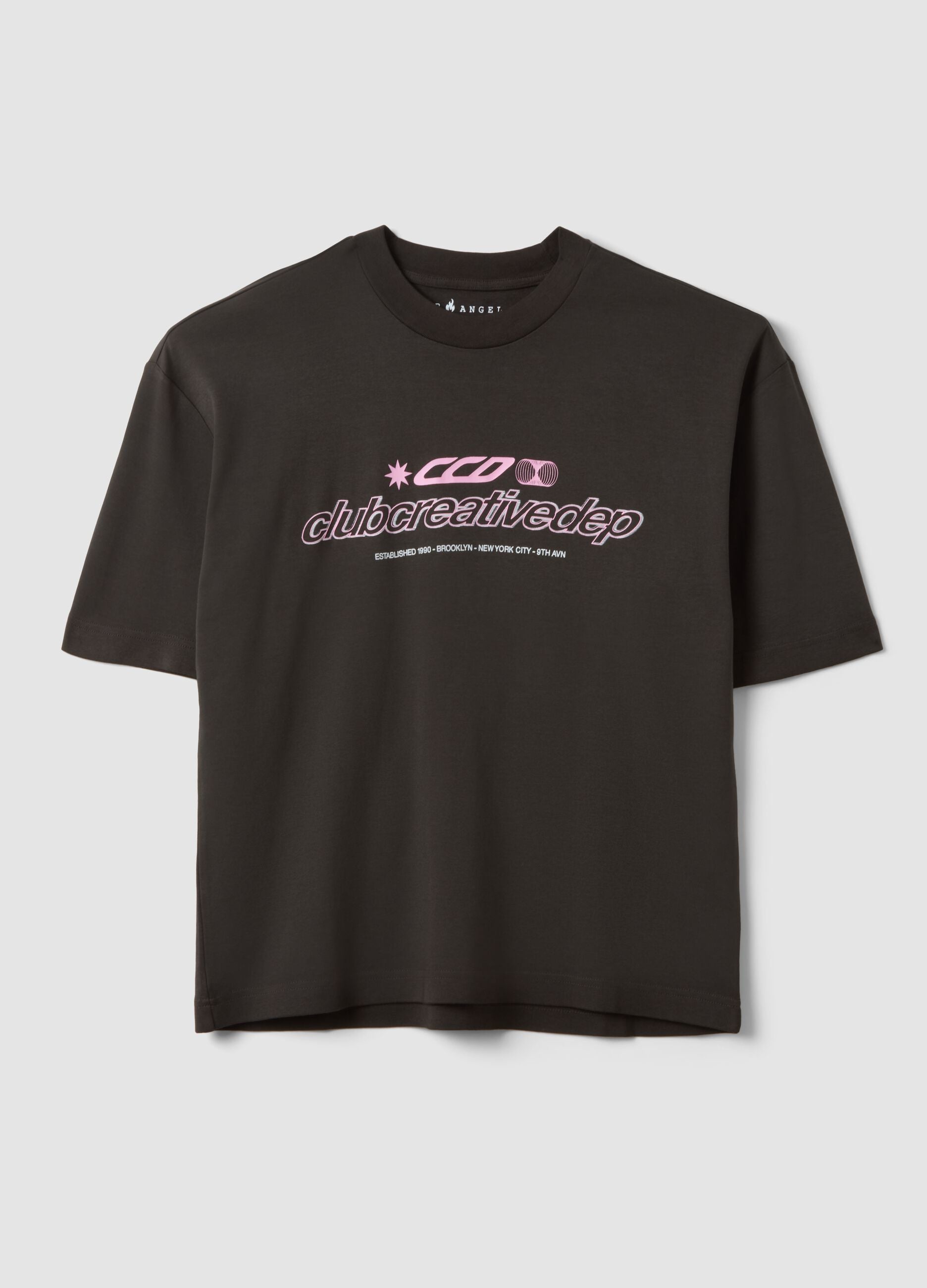&Kappa;&alpha;&phi;έ &kappa;&omicron;&nu;&tau;ό (cropped) T-shirt &alpha;&pi;ό 100% &beta;&alpha;&mu;&beta;ά&kappa;&iota; &mu;&epsilon; &sigma;&tau;ά&mu;&pi;&alpha;, boxy &epsilon;&phi;&alpha;&rho;&mu;&omicron;&gamma;ή