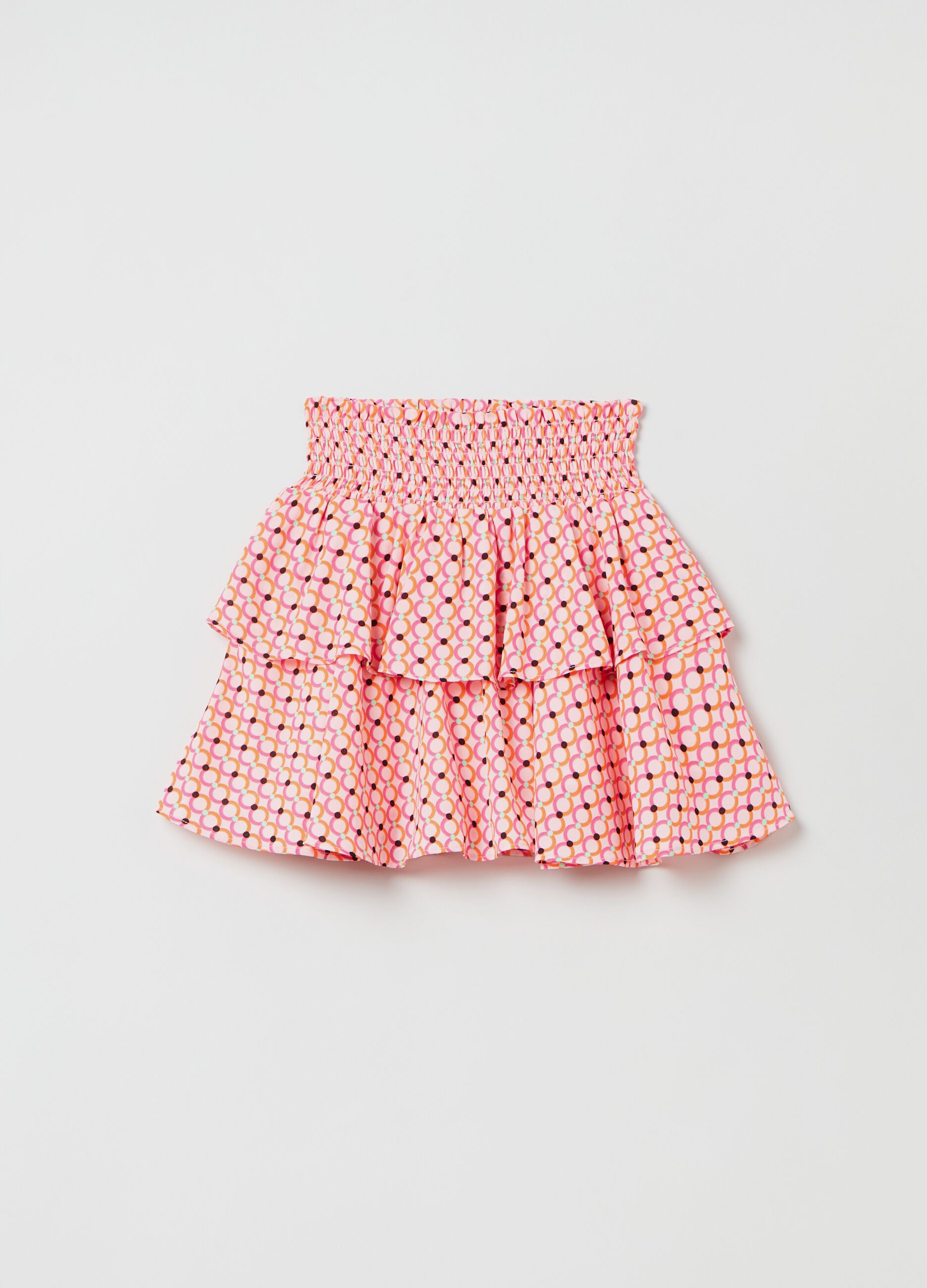 Tiered skirt with geometric print_0