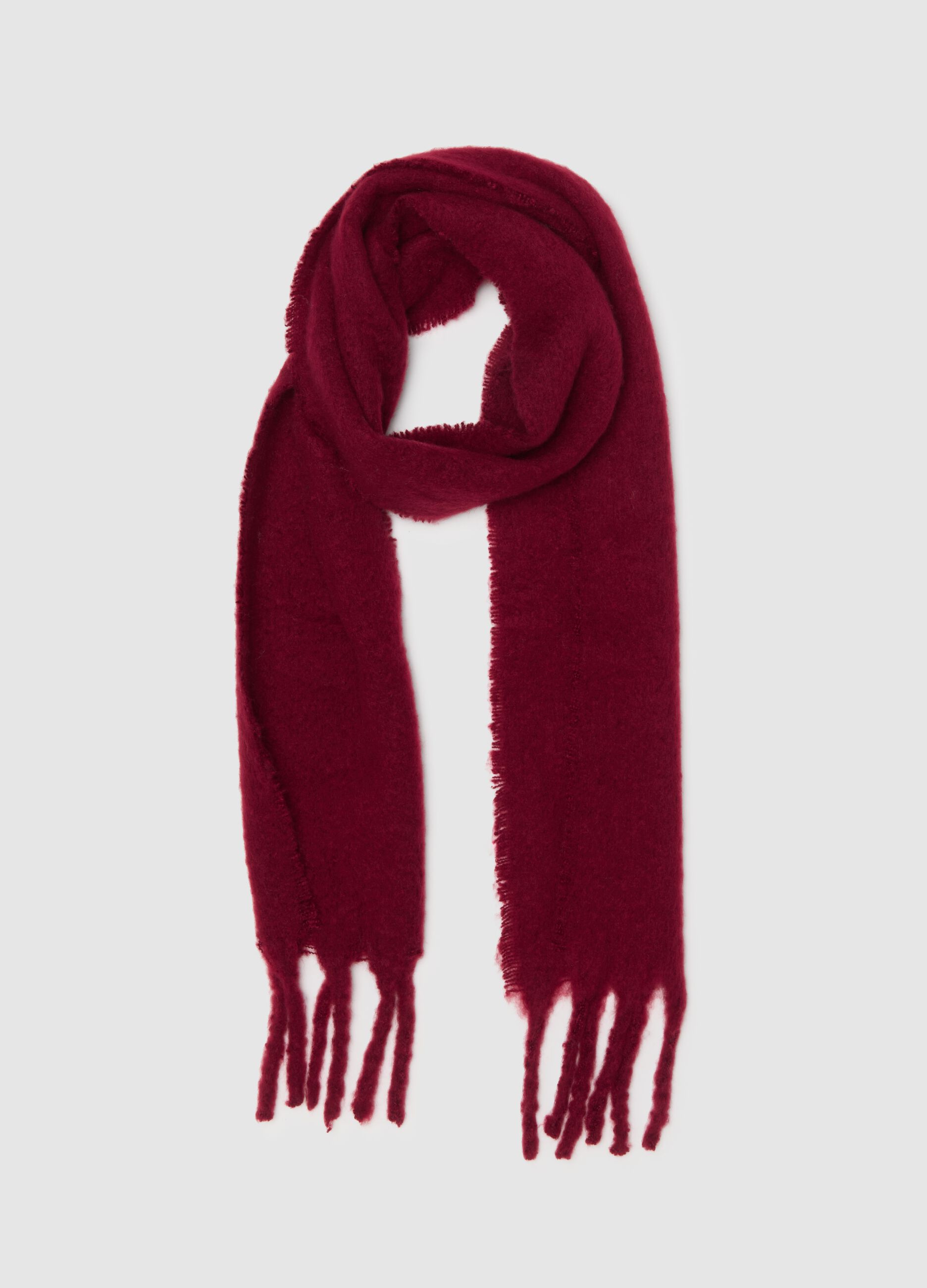 Red Scarf with Fringes