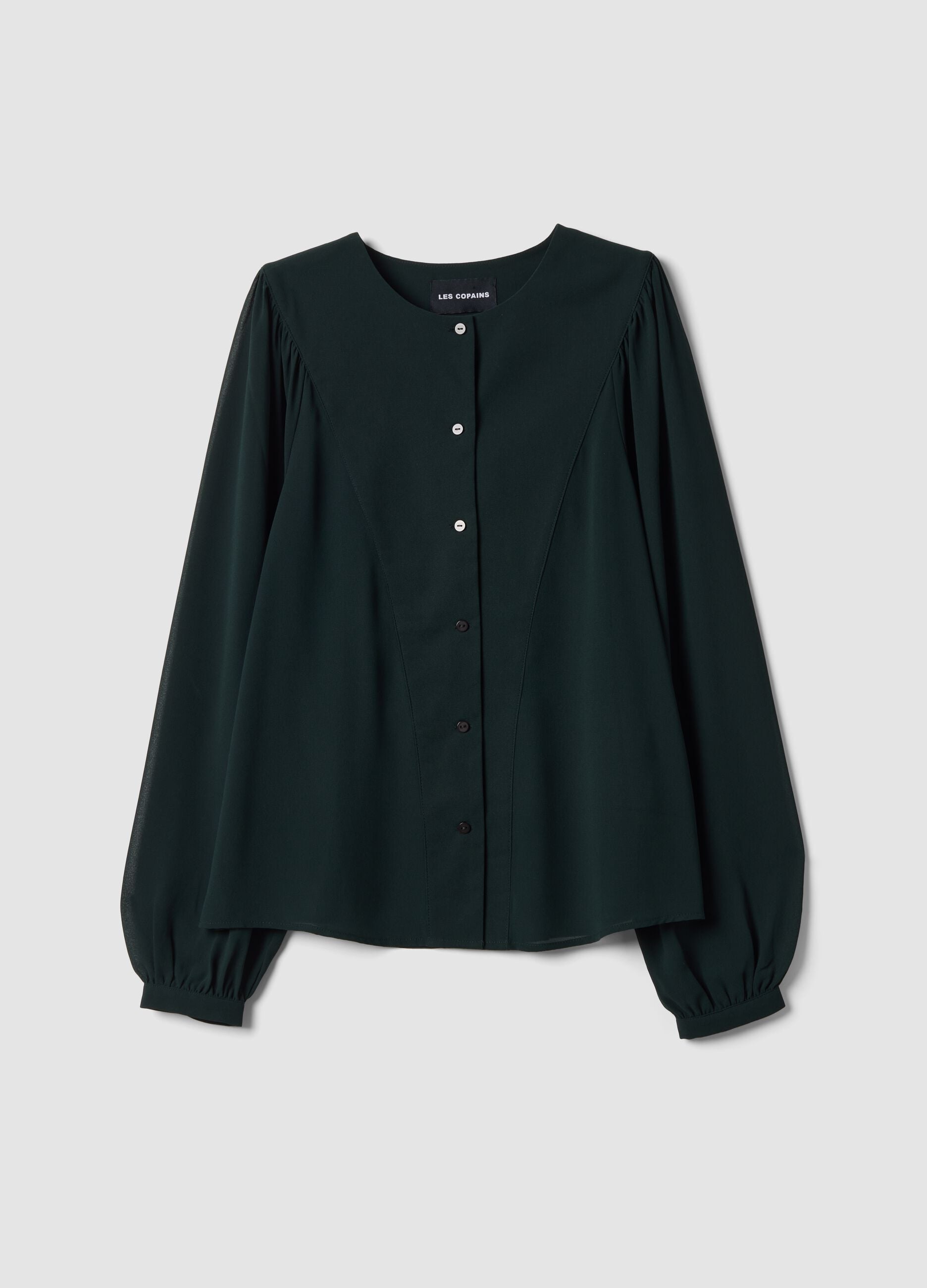 Green regular-fit shirt with buttons and long sleeves