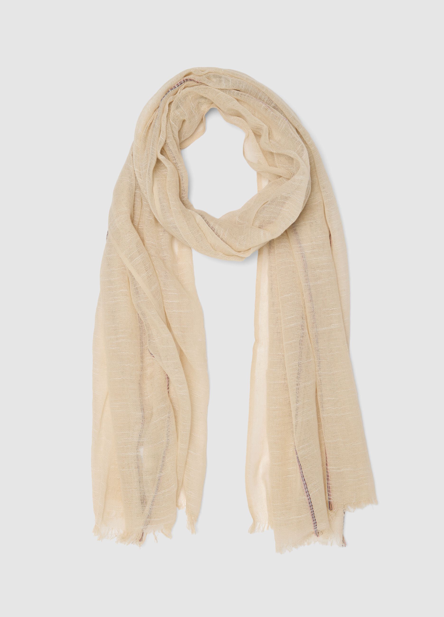 Beige pure cotton mesh scarf