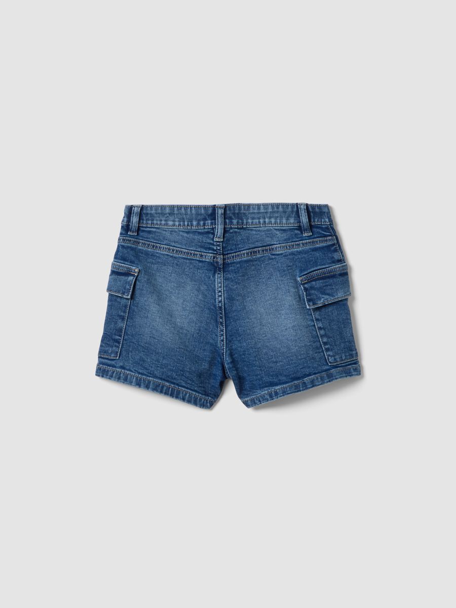 Blaue Denim-Cargo-Shorts f&uuml;r M&auml;dchen aus Stretch-Baumwolle, Slim Fit_4