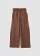 Braun gestreifte Wide-Leg-Hose aus reiner Baumwolle_4