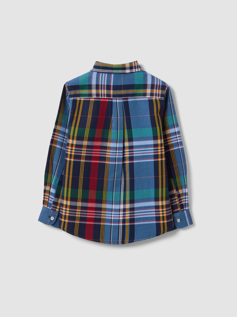 Camicia multicolor in puro cotone a quadri con collo classico button-down_1