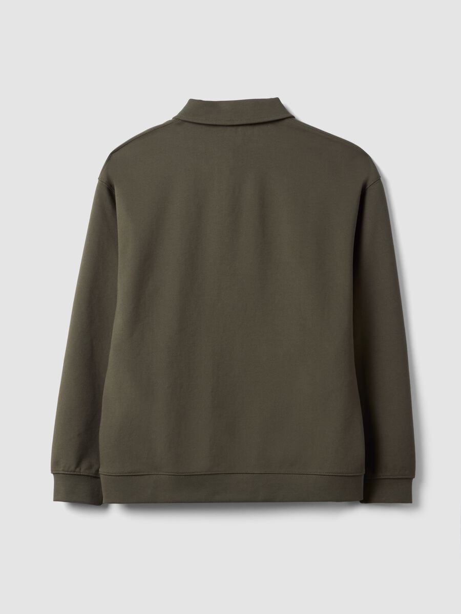 Sweatshirt verde em tecido el&aacute;stico com gola polo, corte relaxed_2