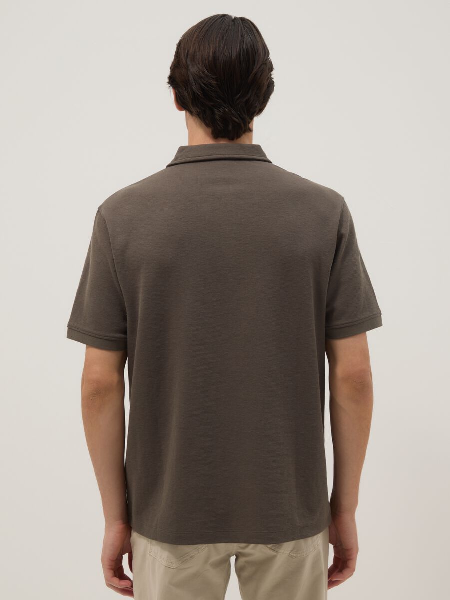 Brown regular fit stretch cotton polo_2
