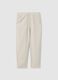 Beige Lyocell and Linen Blend Regular Fit Trousers_4