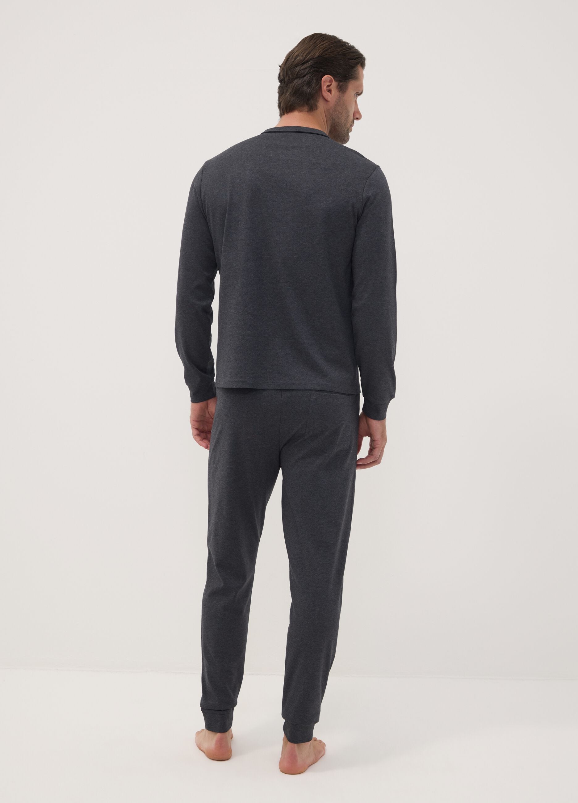 Grey organic cotton crew-neck pyjamas