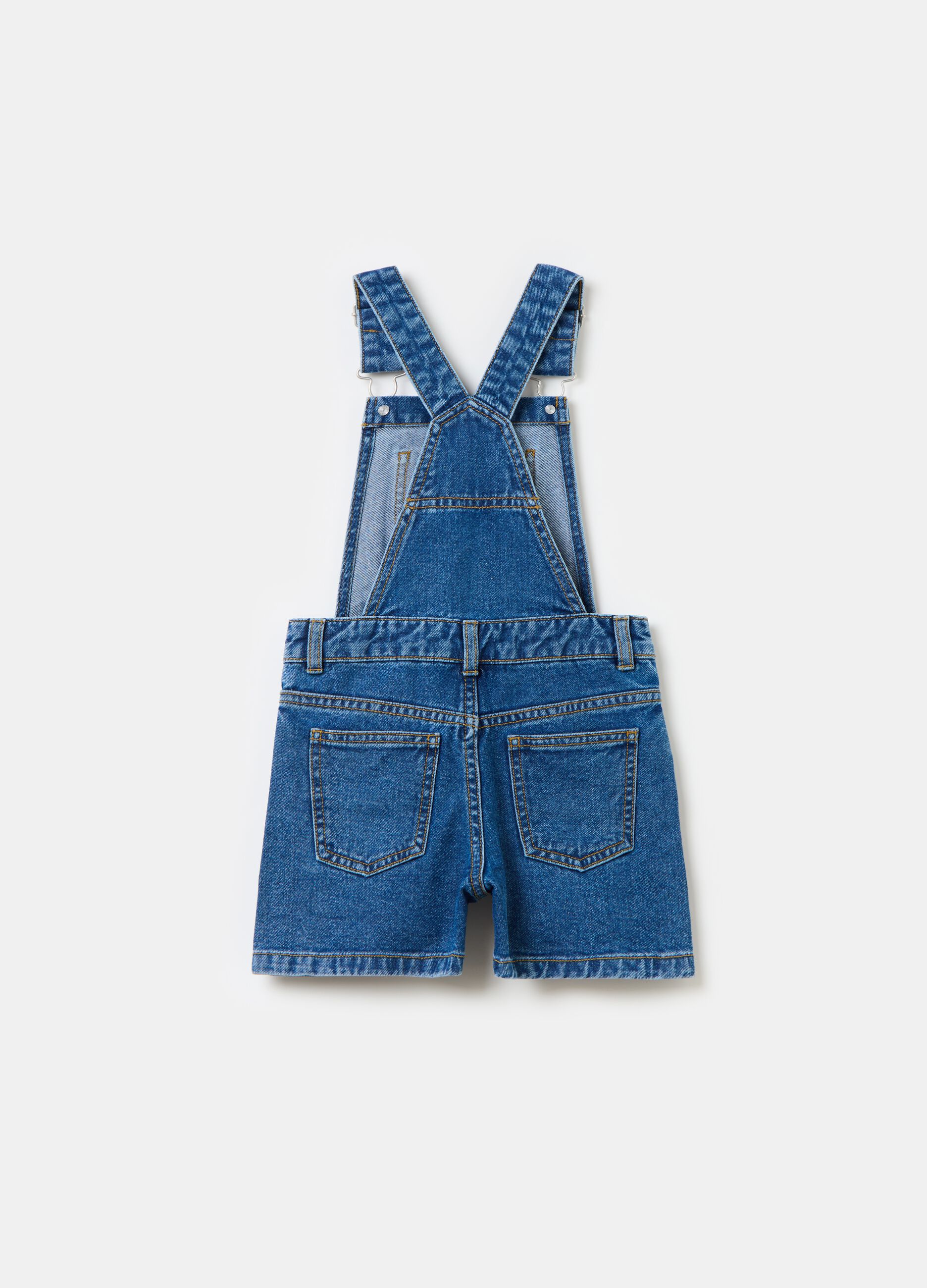 Denim dungarees with stars embroidery