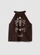 Brown pure cotton blouse regular fit with floral embroidery_4