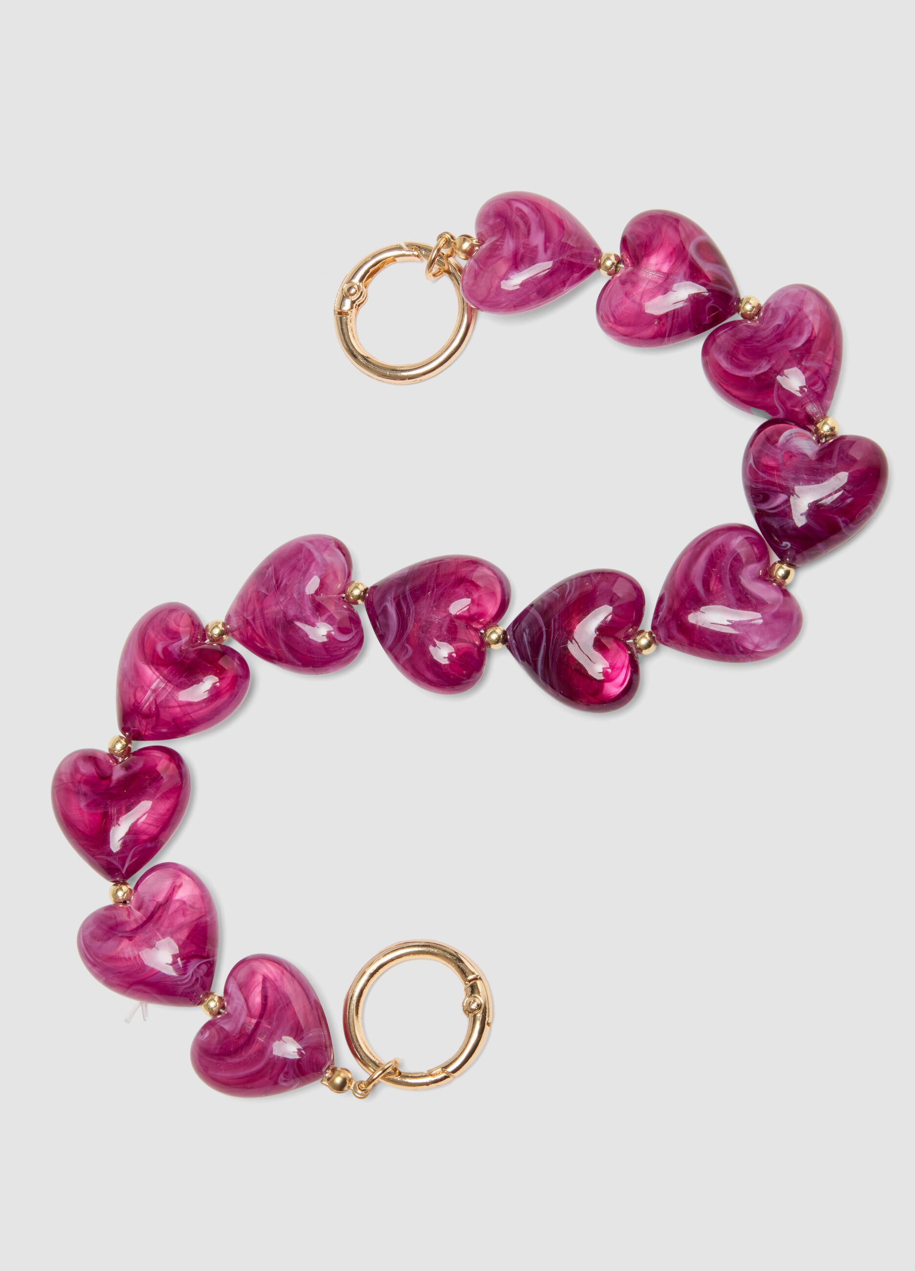 Purple Heart-Bead Bracelet
