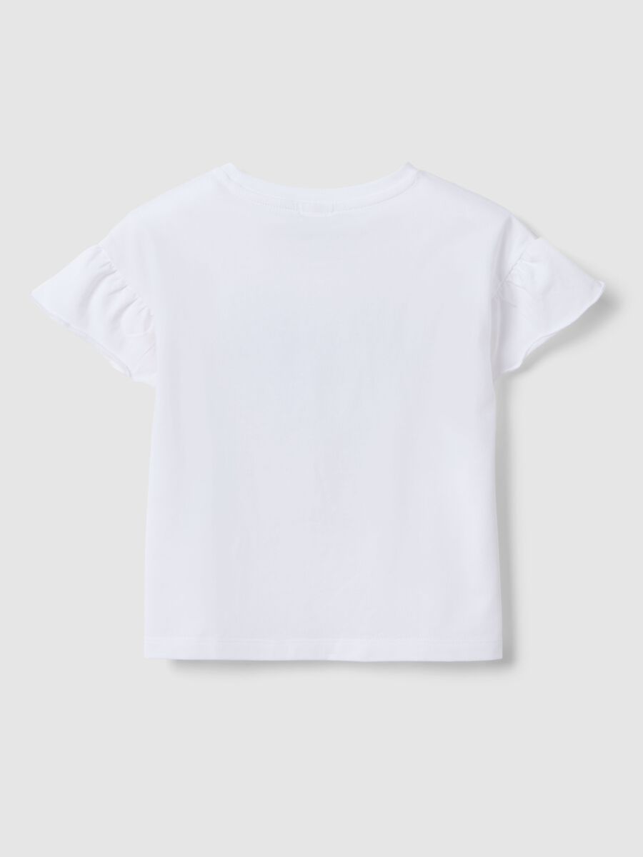 White stretch cotton T-shirt with Minnie print for girls_1