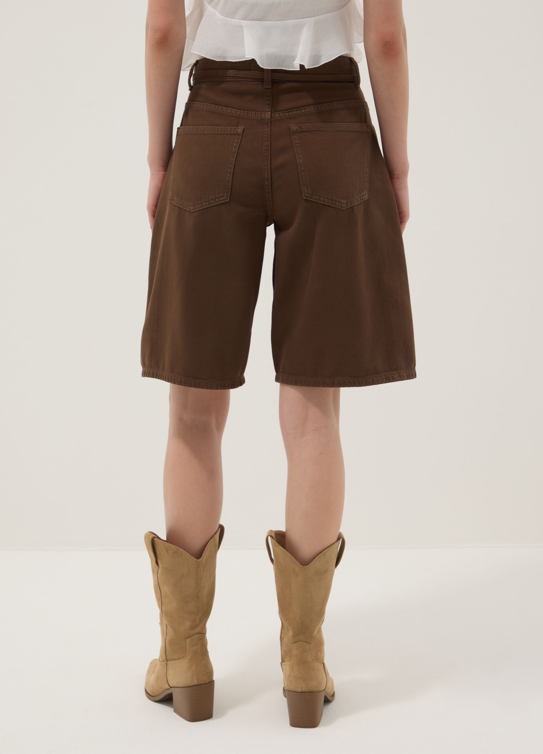 Brown pure cotton Bermuda shorts