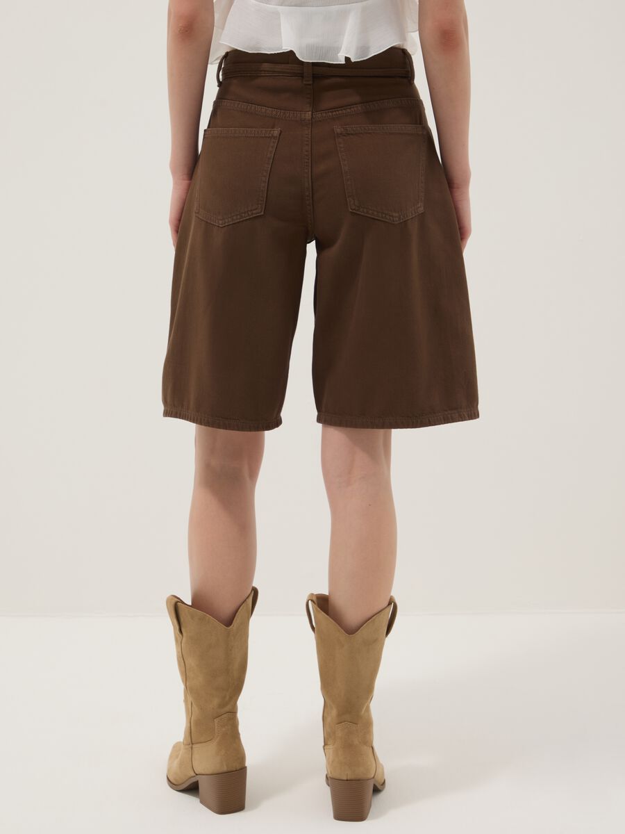 Brown pure cotton Bermuda shorts_2