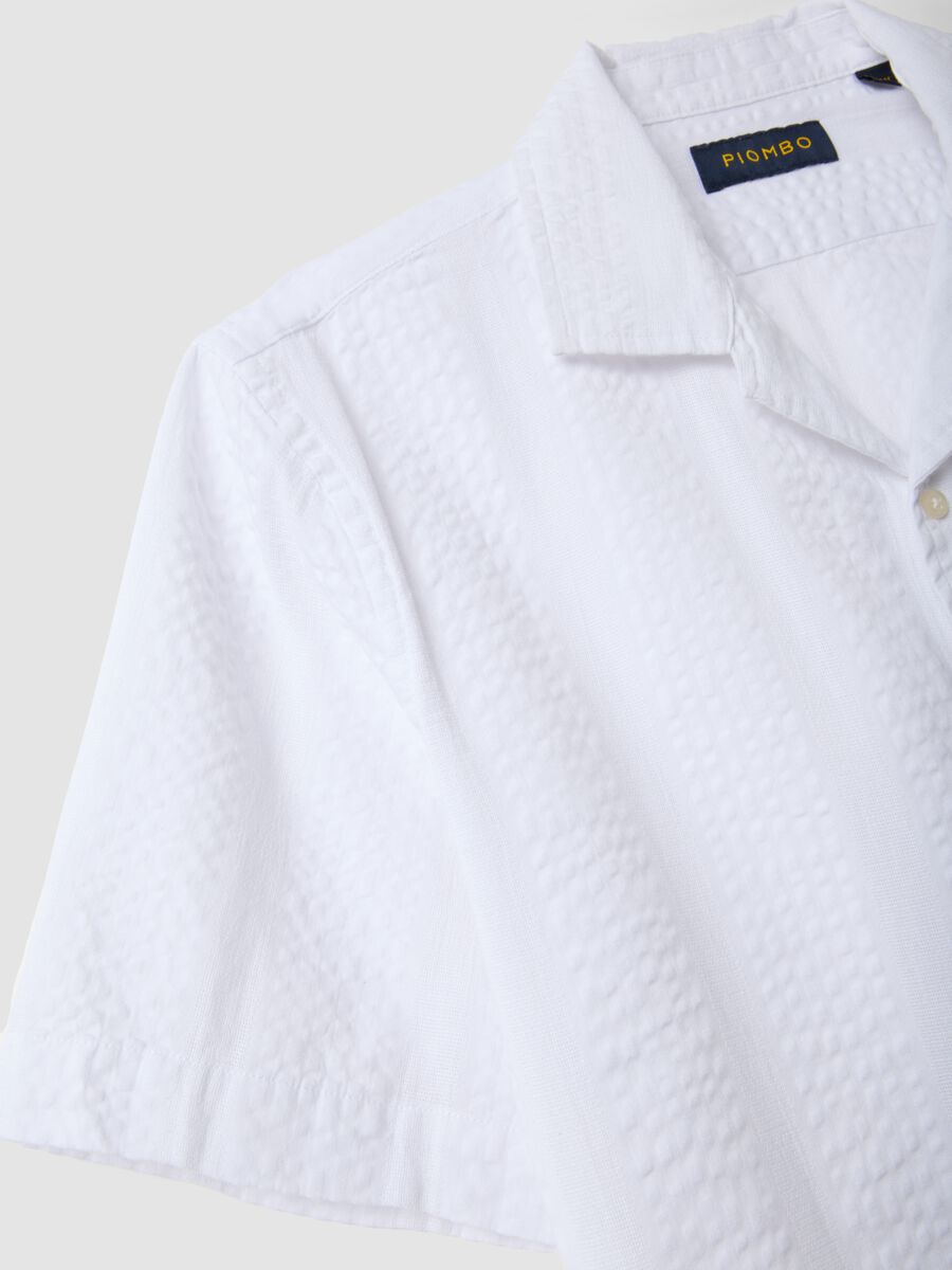 White pure organic cotton shirt with bowling collar, regular fit_5