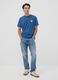 Blaues T-Shirt aus reiner Baumwoll-Jersey mit Print, Regular Fit_1