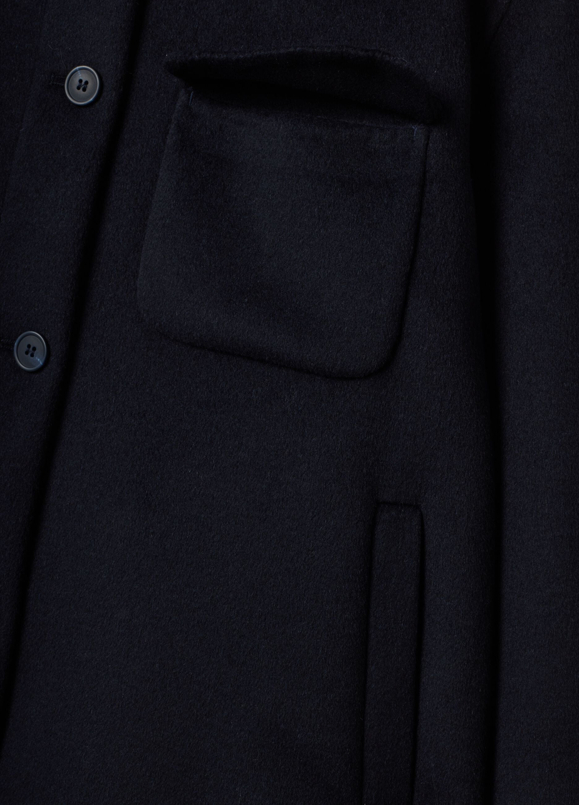 Blue wool-viscose blend over-fit coat with buttons