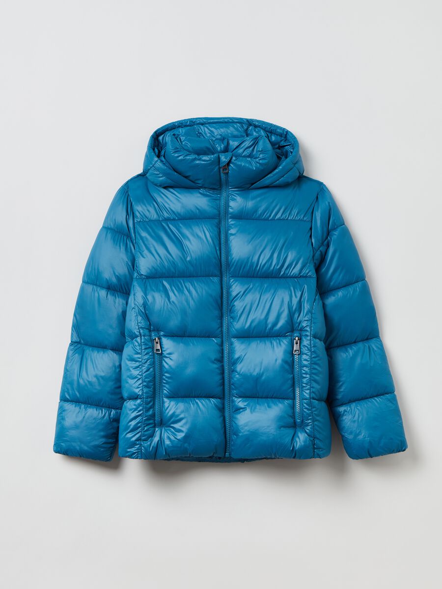 Quilted down jacket with hood_0