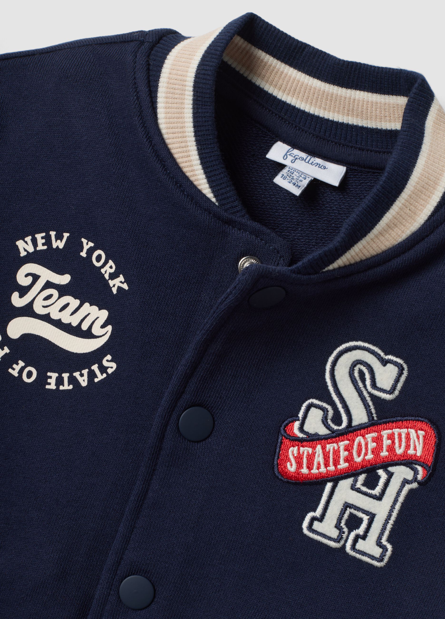 Navy blue collegiate sweatshirt in pure cotton, regular fit