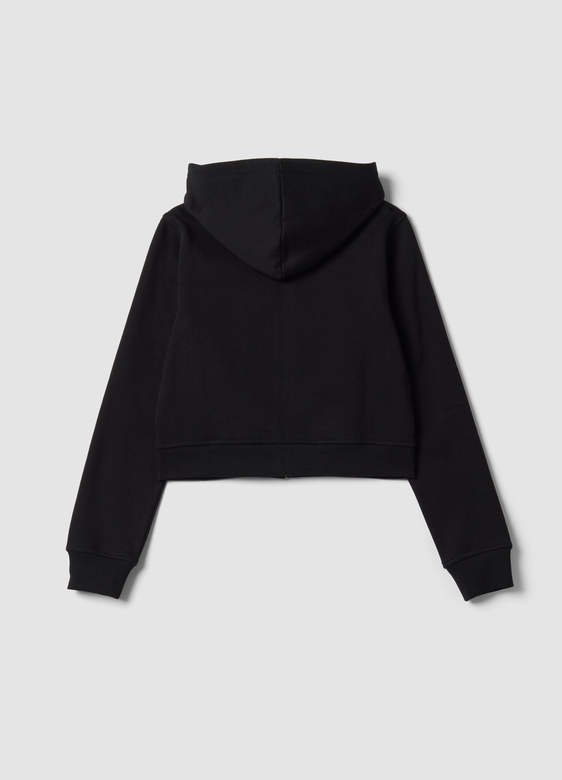 Schwarzer Kapuzenhoodie mit Rei&szlig;verschluss aus Baumwollmischung f&uuml;r M&auml;dchen, Regular Fit