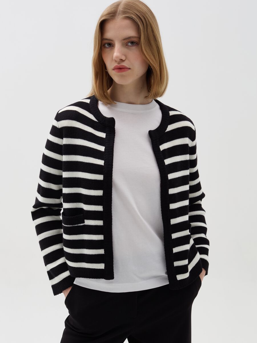 Open cardigan jacket with stripes_0