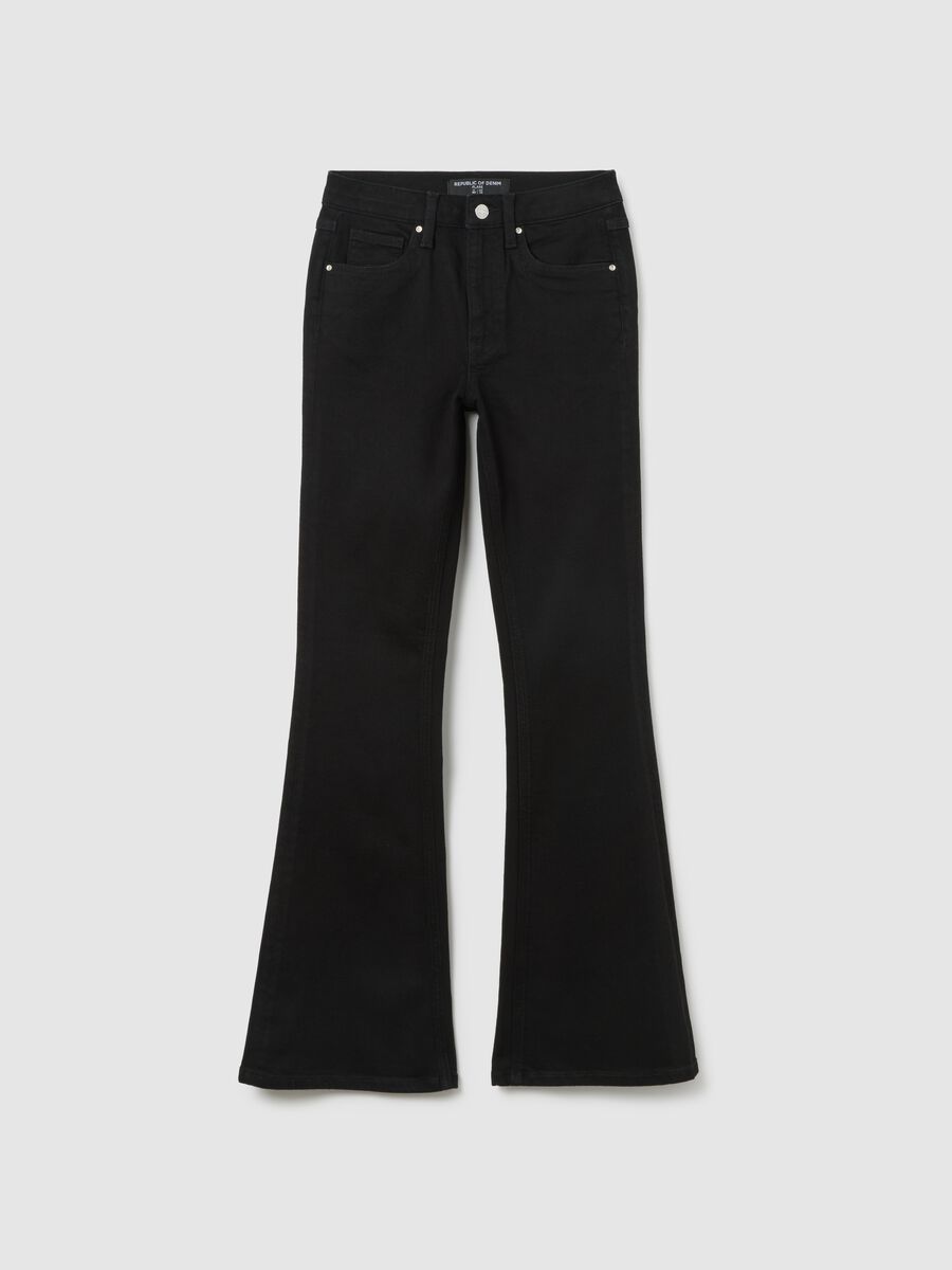 Black wide leg jeans in stretch cotton_4