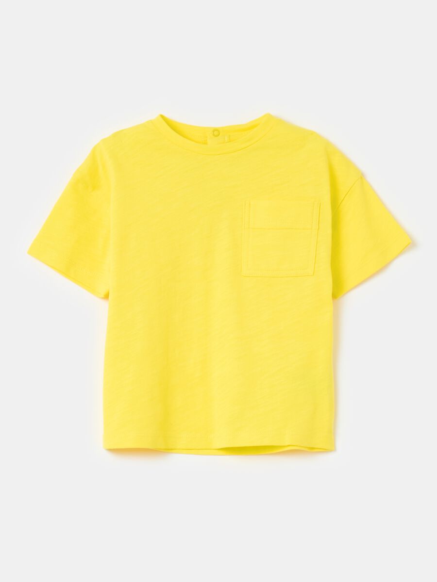 Slub cotton T-shirt with pocket_0