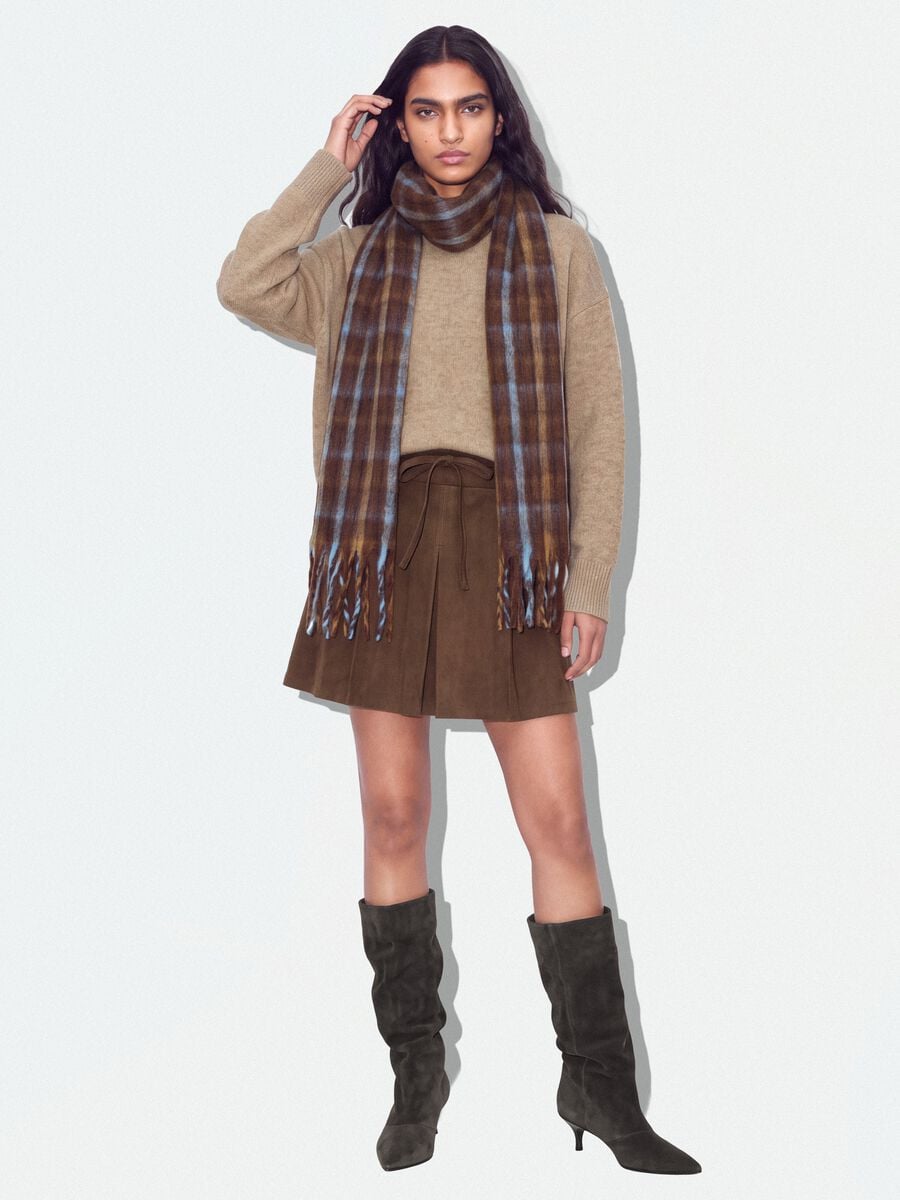 Beige stretch wool crew-neck jumper, oversized fit_1