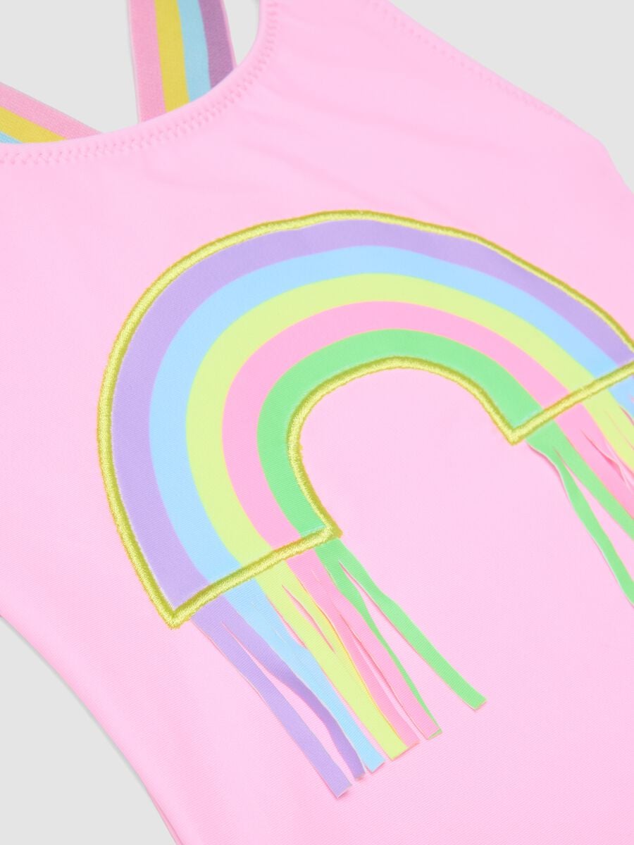 Pink stretchy fabric swimsuit_2
