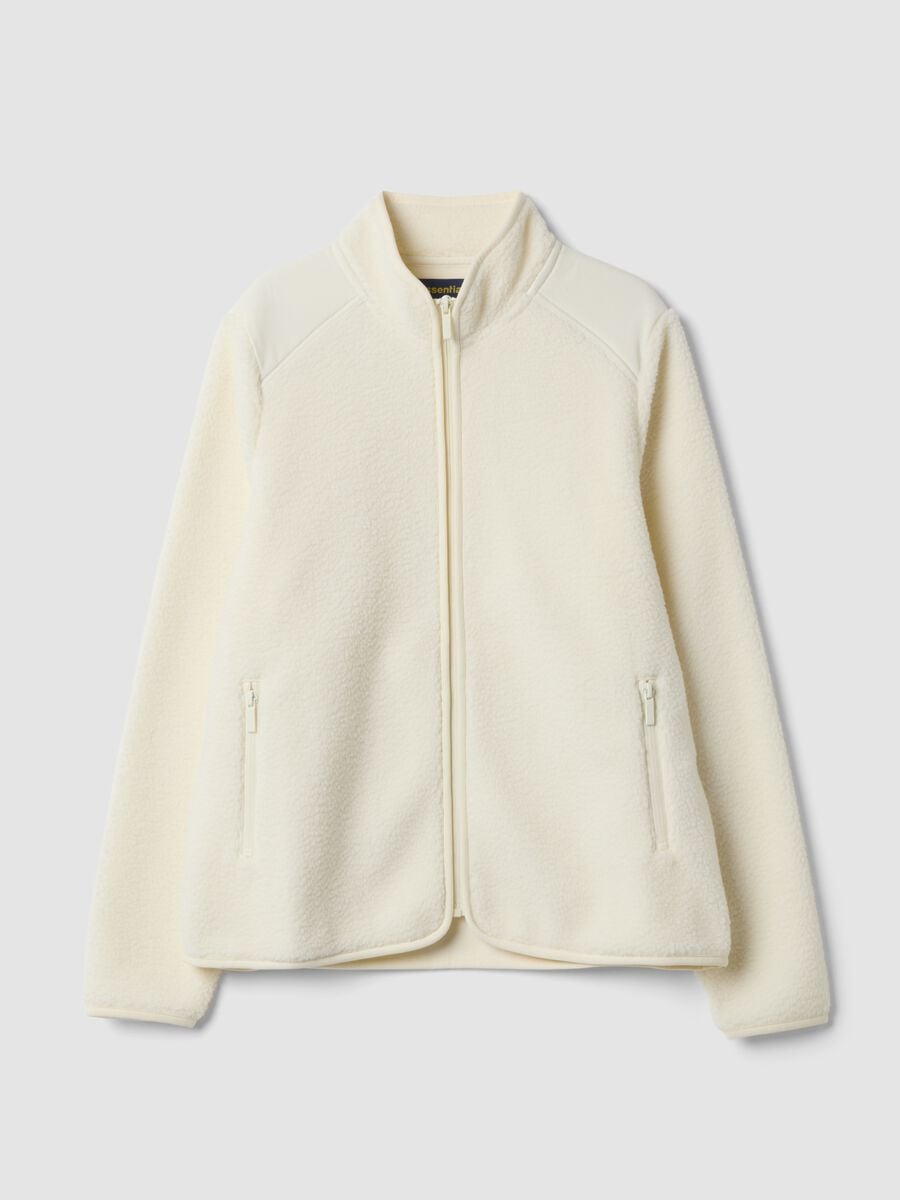 White crew-neck sweatshirt with zip_0