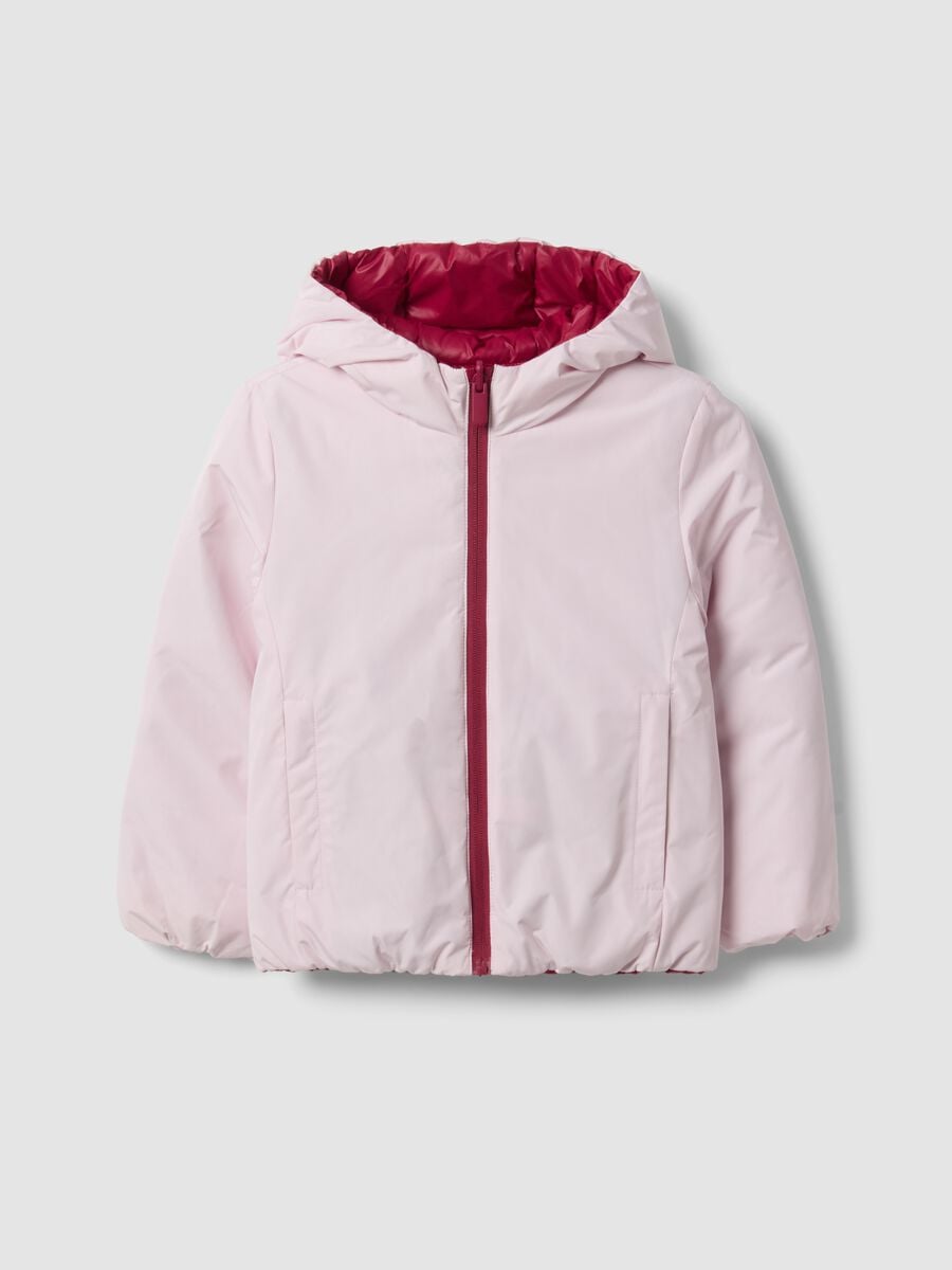 Giubbotto Ultralight reversibile rosa imbottito con cappuccio per bambina_0