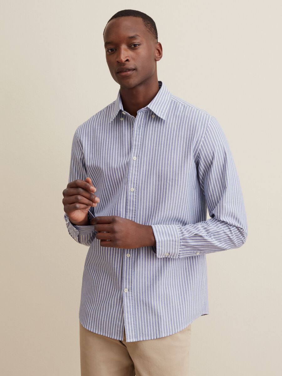 Oxford cotton shirt with striped pattern_3