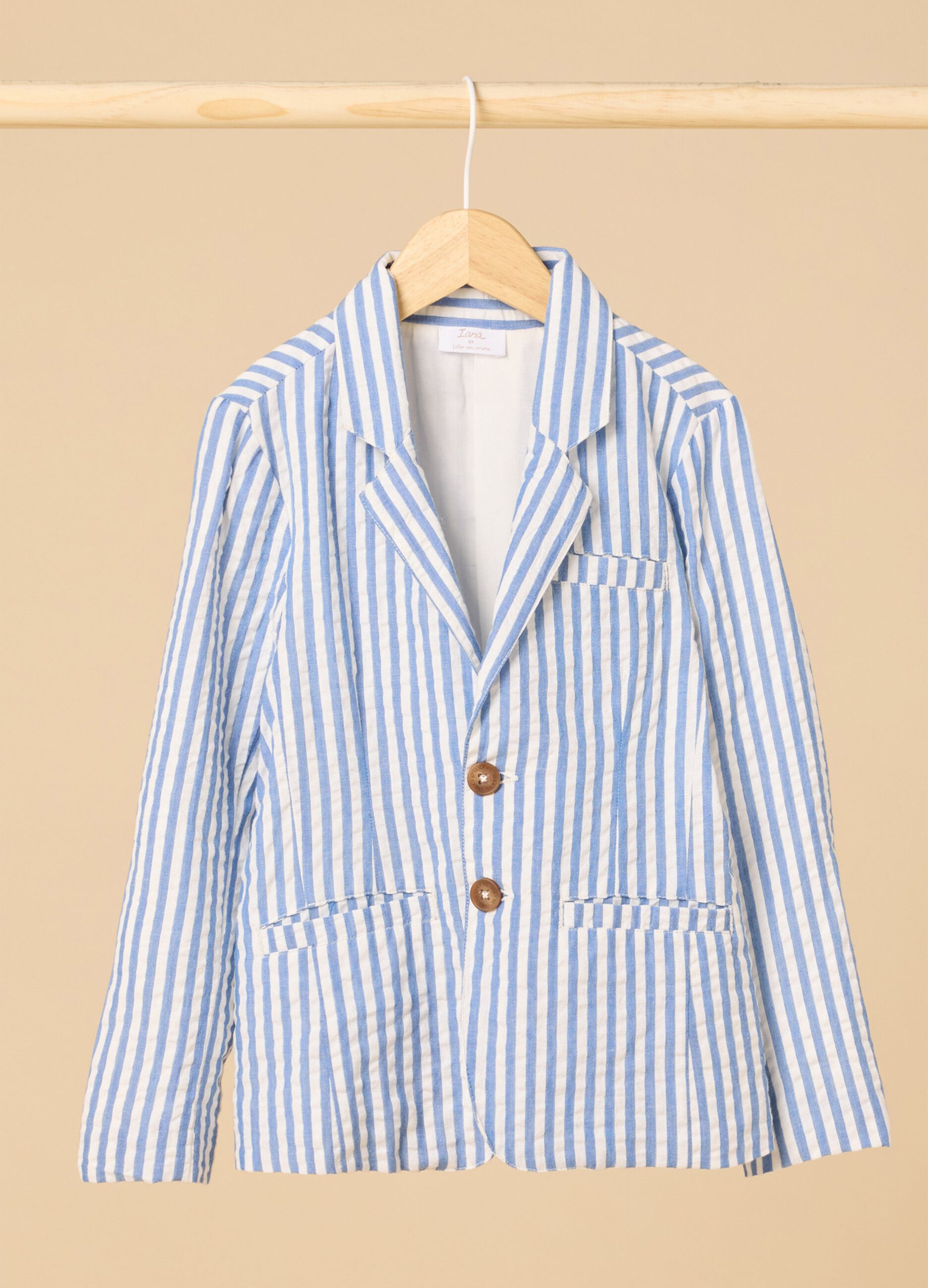 Stretch cotton blazer with striped pattern
