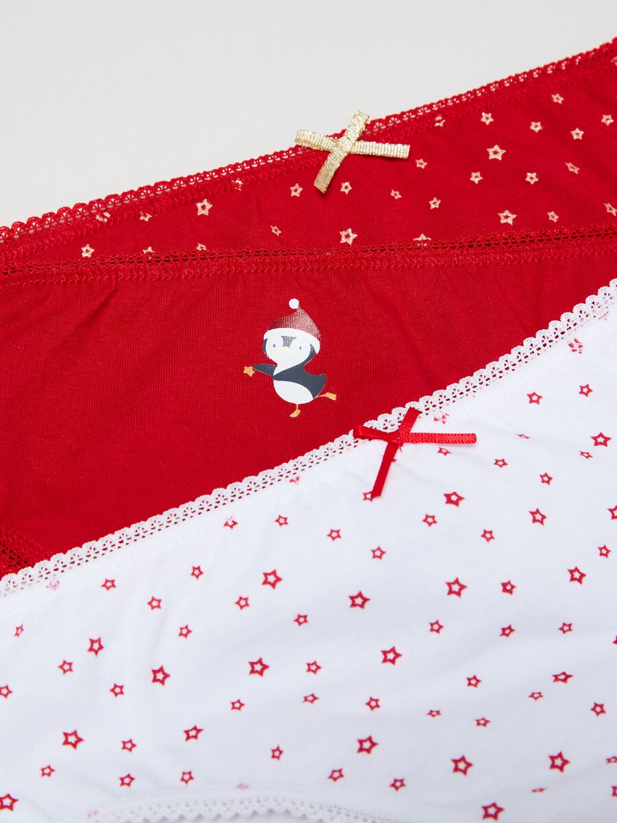 Three-pack briefs in cotton with Christmas pattern_2
