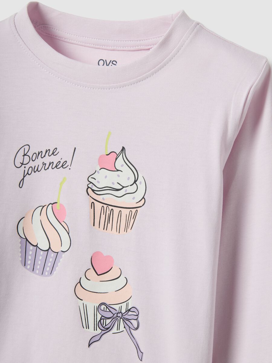 Girls' regular fit pink pure cotton T-shirt with print_2