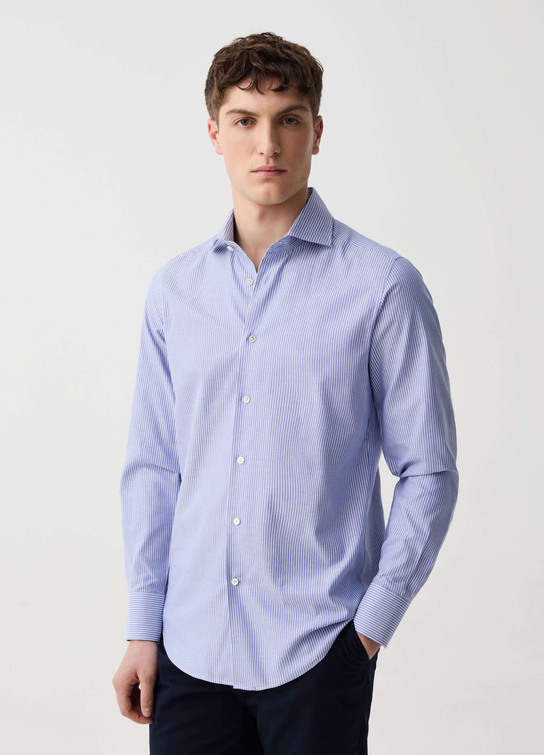 The Perfect Item slim-fit tailored shirt with stripes