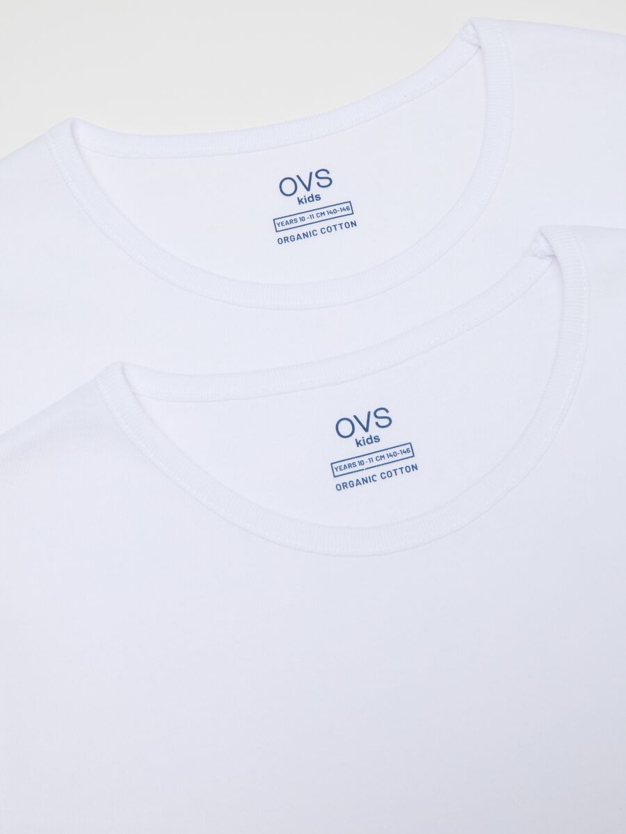 Paquete doble de camisetas blancas de ni&ntilde;a en algod&oacute;n puro corte regular_3