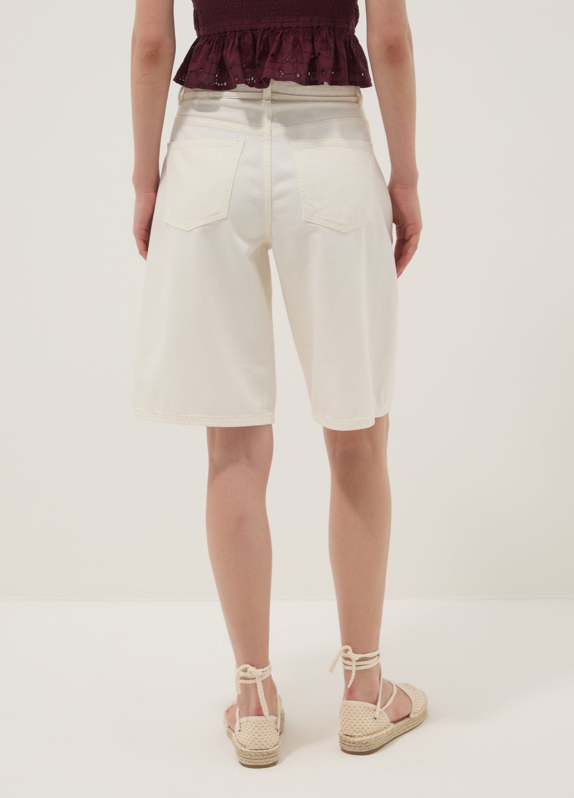 White pure cotton Bermuda shorts