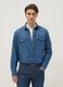 Blue denim regular fit pure cotton shirt with pockets_1