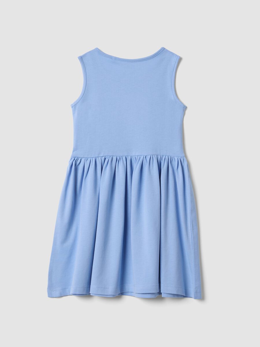 Sleeveless light blue pure cotton girls&rsquo; dress, regular fit_1