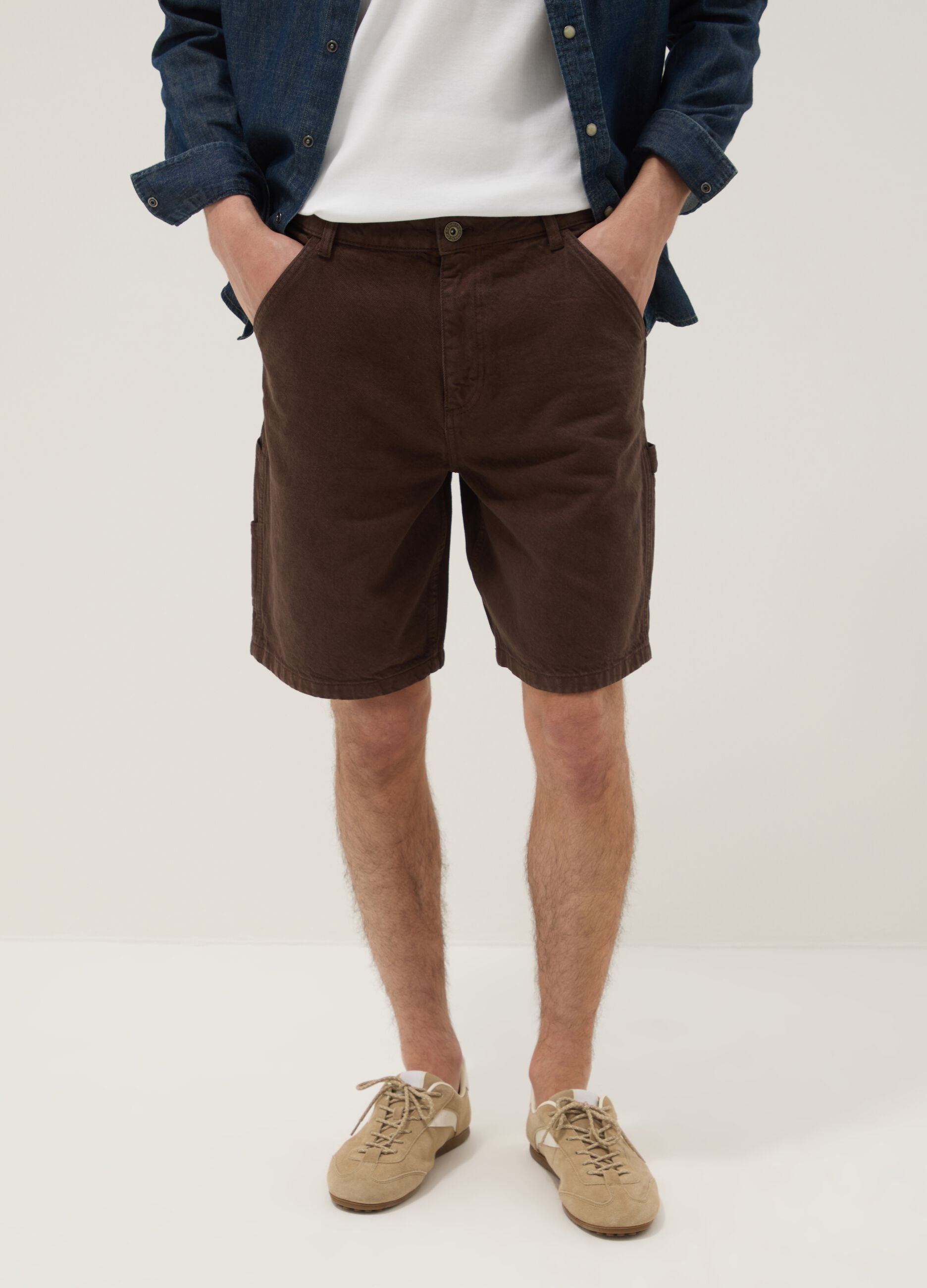Braune Bermuda-Shorts aus reiner Baumwolle