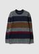 Grauer gestreifter Pullover aus Stretchwolle mit Rundhals, Regular Fit_0