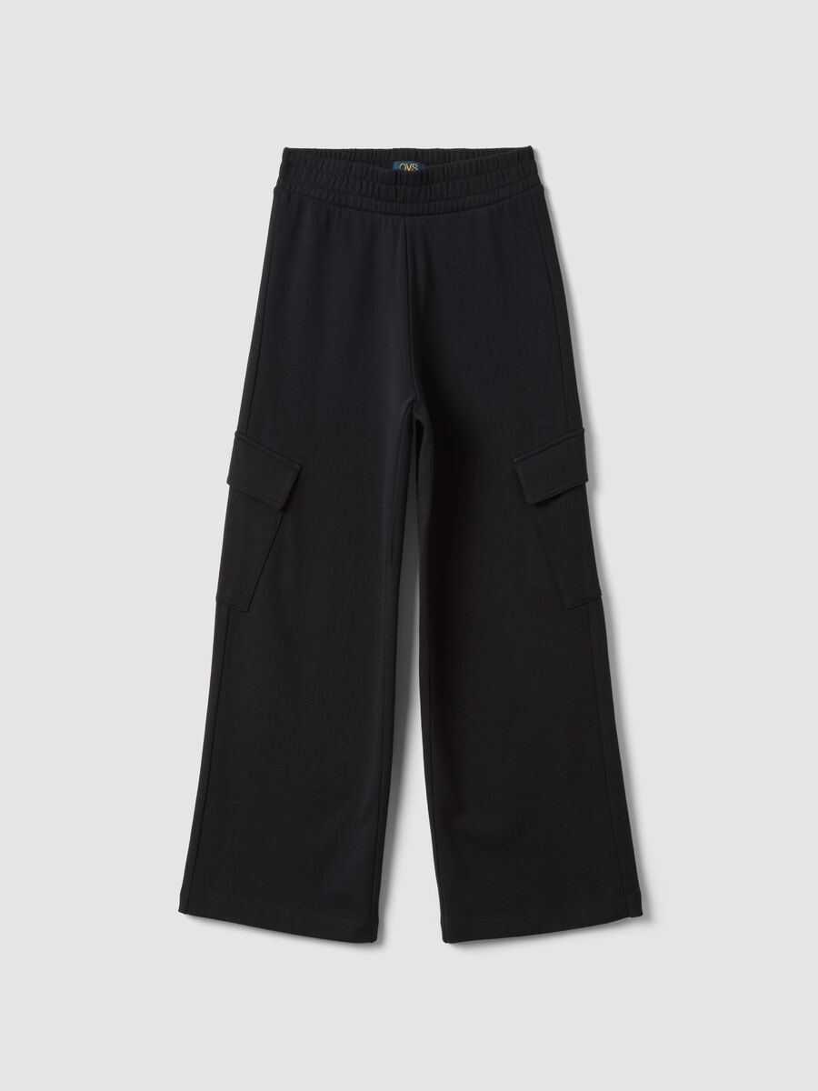 Pantaloni cargo neri culotte in puro cotone per ragazza_3