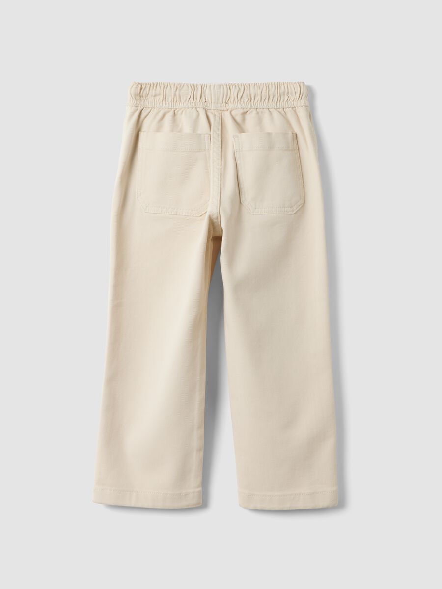 Pantaloni bianchi in twill di cotone elasticizzato regular fit_1