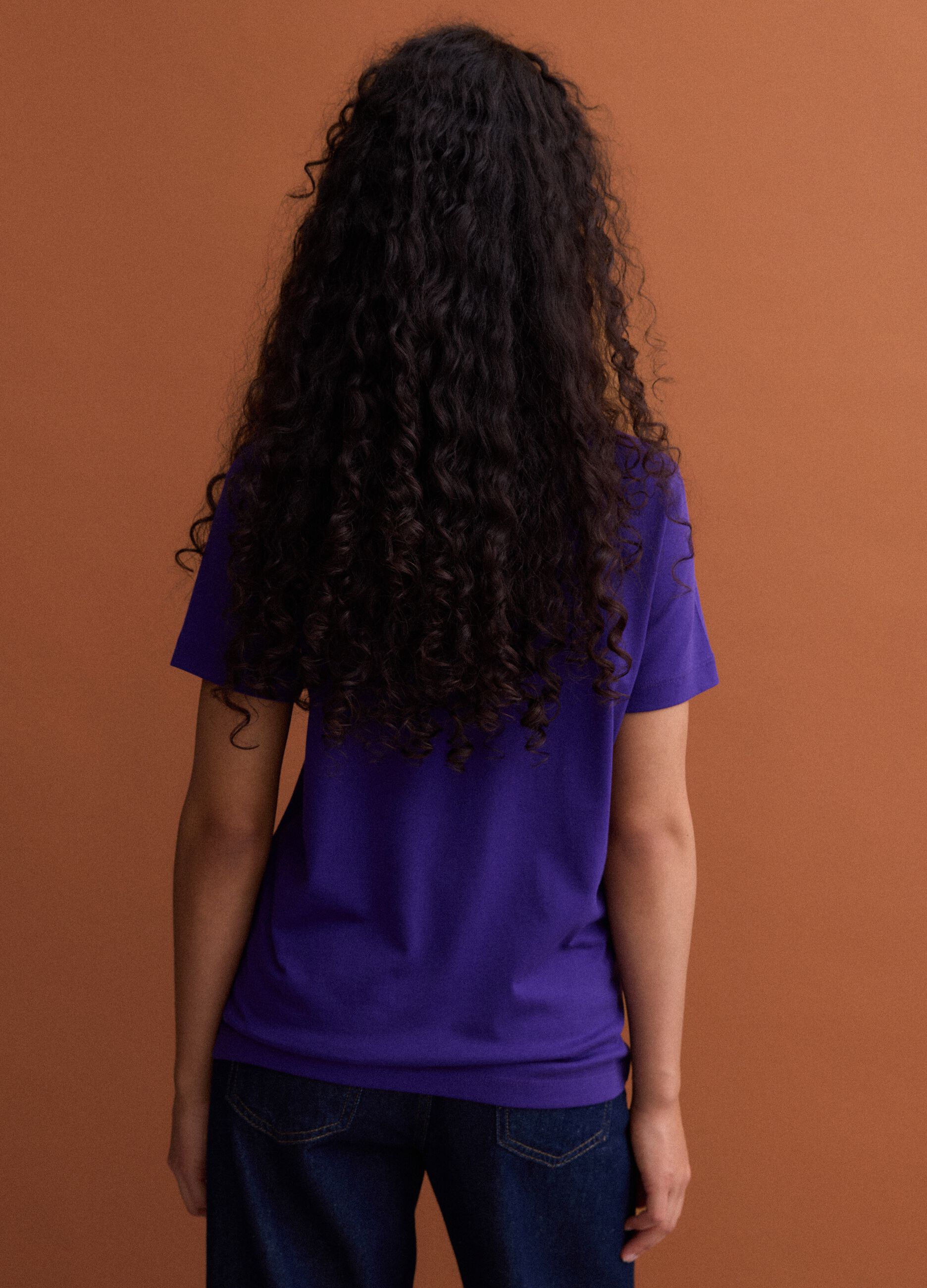 Purple crew-neck Supima cotton T-shirt, regular fit