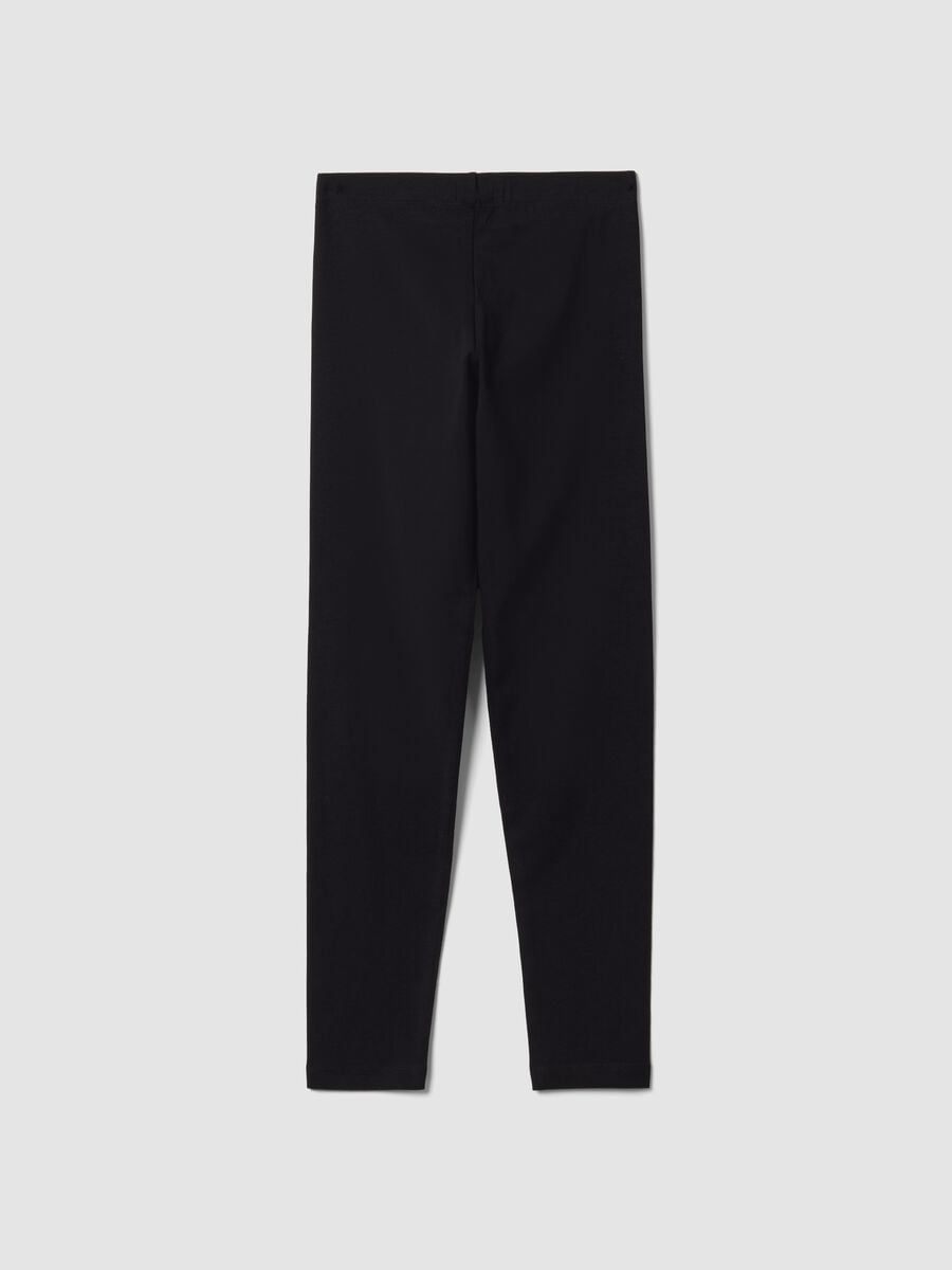 Schwarze Skinny-Leggings aus elastischem Bio-Baumwollmix f&uuml;r M&auml;dchen_1