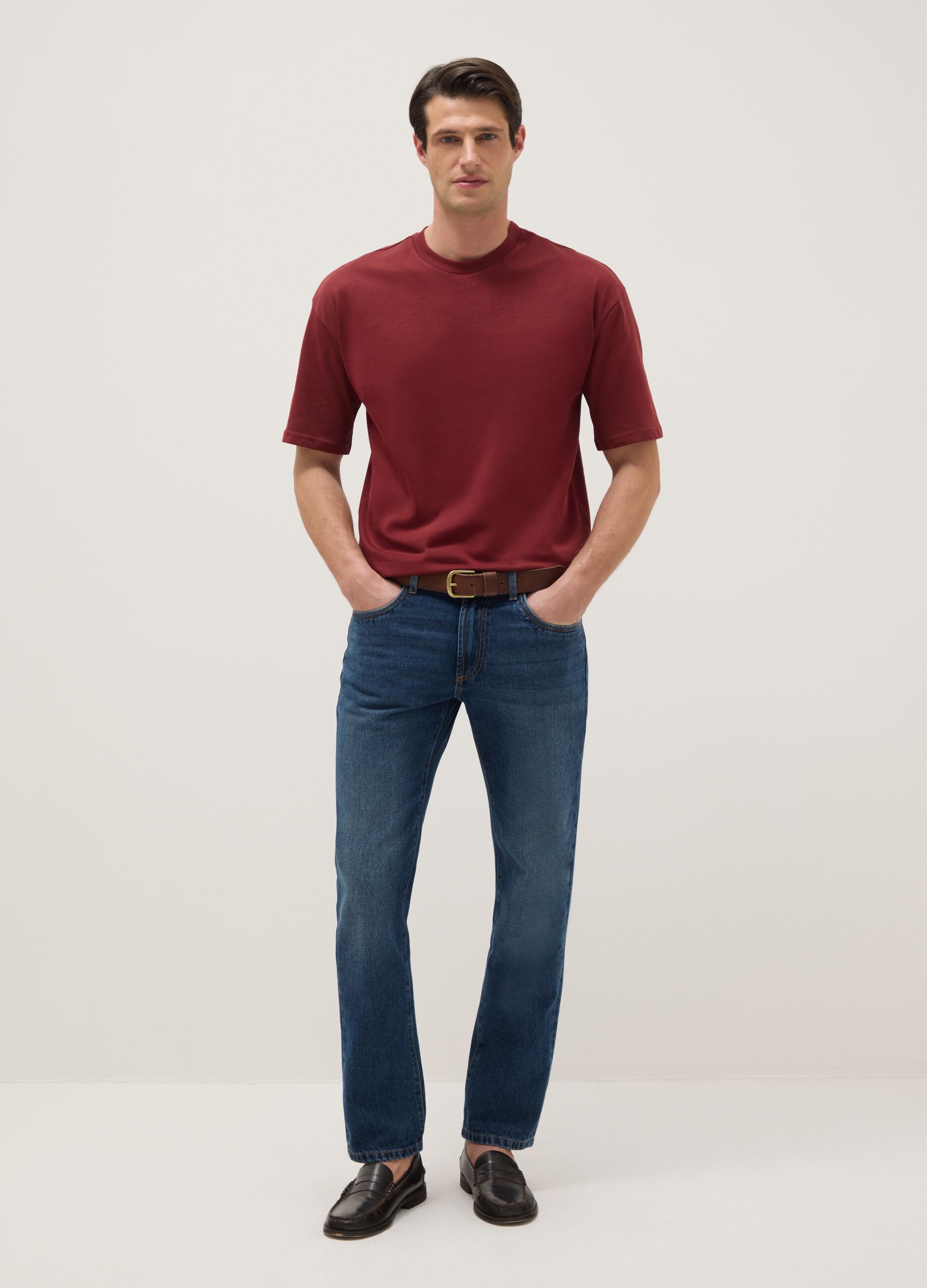 Red pure cotton relaxed fit T-shirt