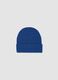 Blaue Jersey-Strickm&uuml;tze mit Umschlag_0