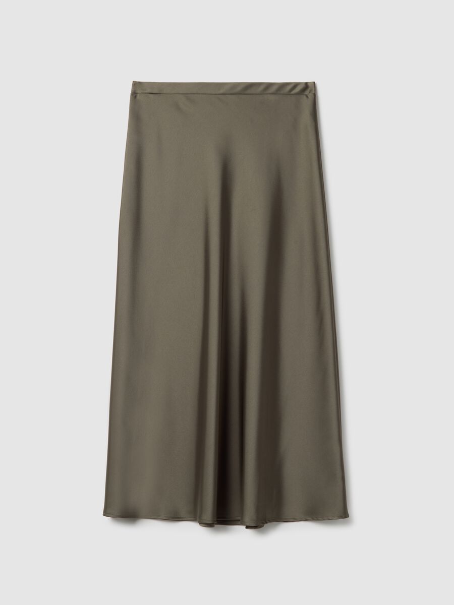 Grey satin skirt with regular fit and elastic waist_4